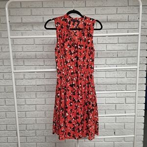 Banana Republic Red Floral Sleeveless Fit & Flare Dress Size S